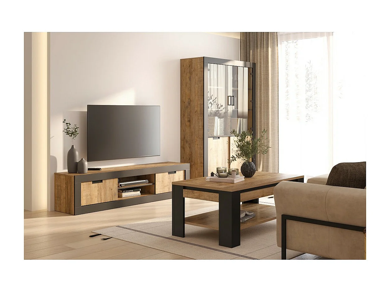 Mesa de Centro coleção MEUNIER – Carvalho Samdal & Preto Fosco, 120×49×60 cm