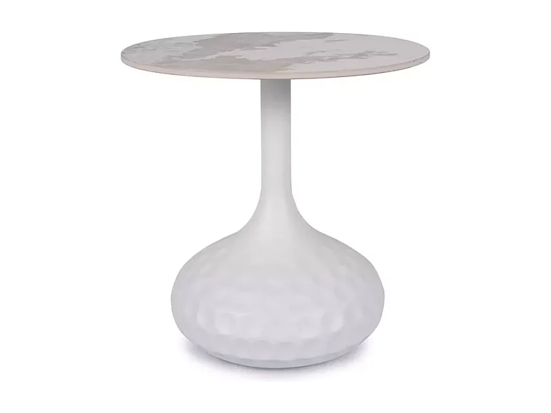 Table basse céramique design effet marbre blanc hauteur 49 cm LOSANE