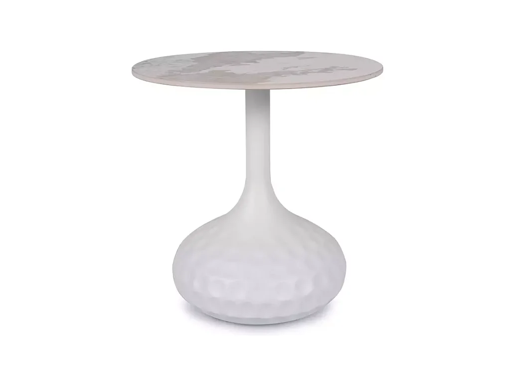 Table basse céramique design effet marbre blanc hauteur 49 cm LOSANE