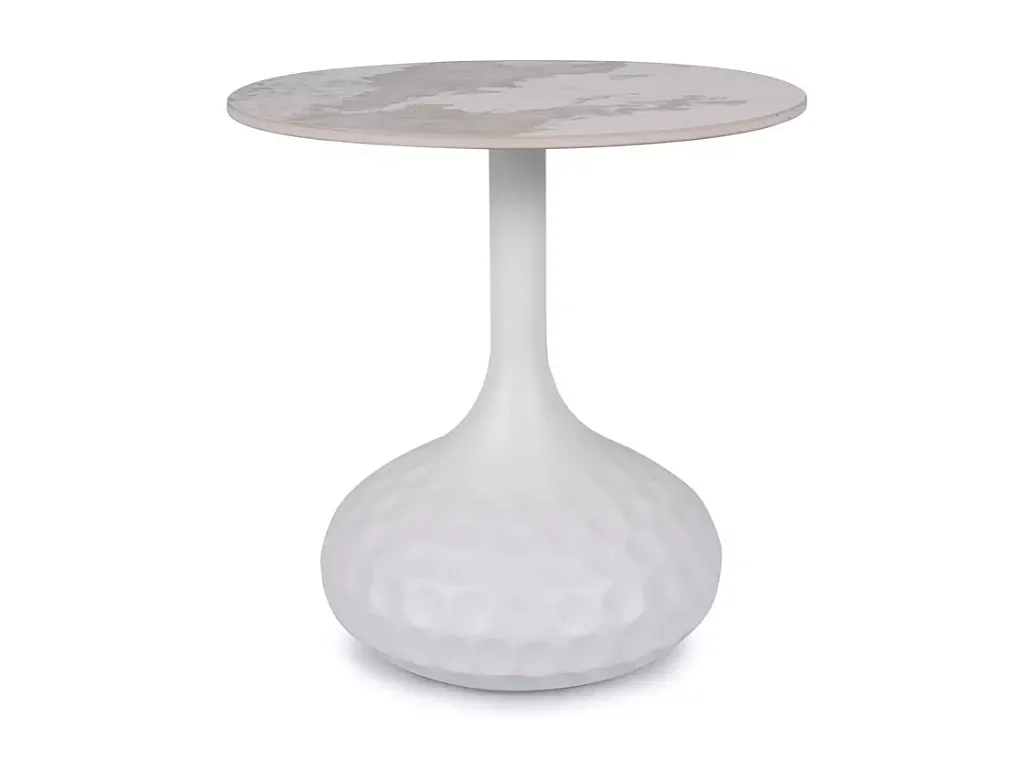 Table basse céramique design effet marbre blanc hauteur 49 cm LOSANE
