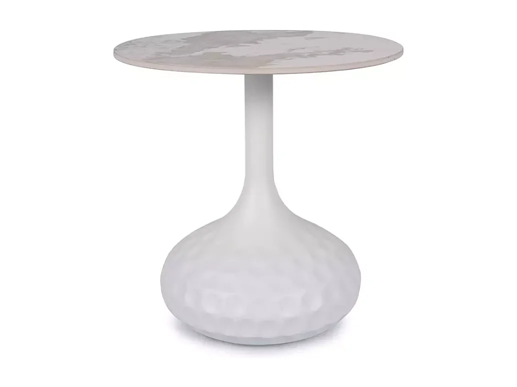 Table basse céramique design effet marbre blanc hauteur 49 cm LOSANE