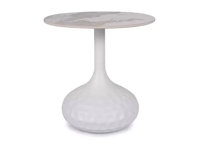 Table basse céramique design effet marbre blanc hauteur 49 cm LOSANE