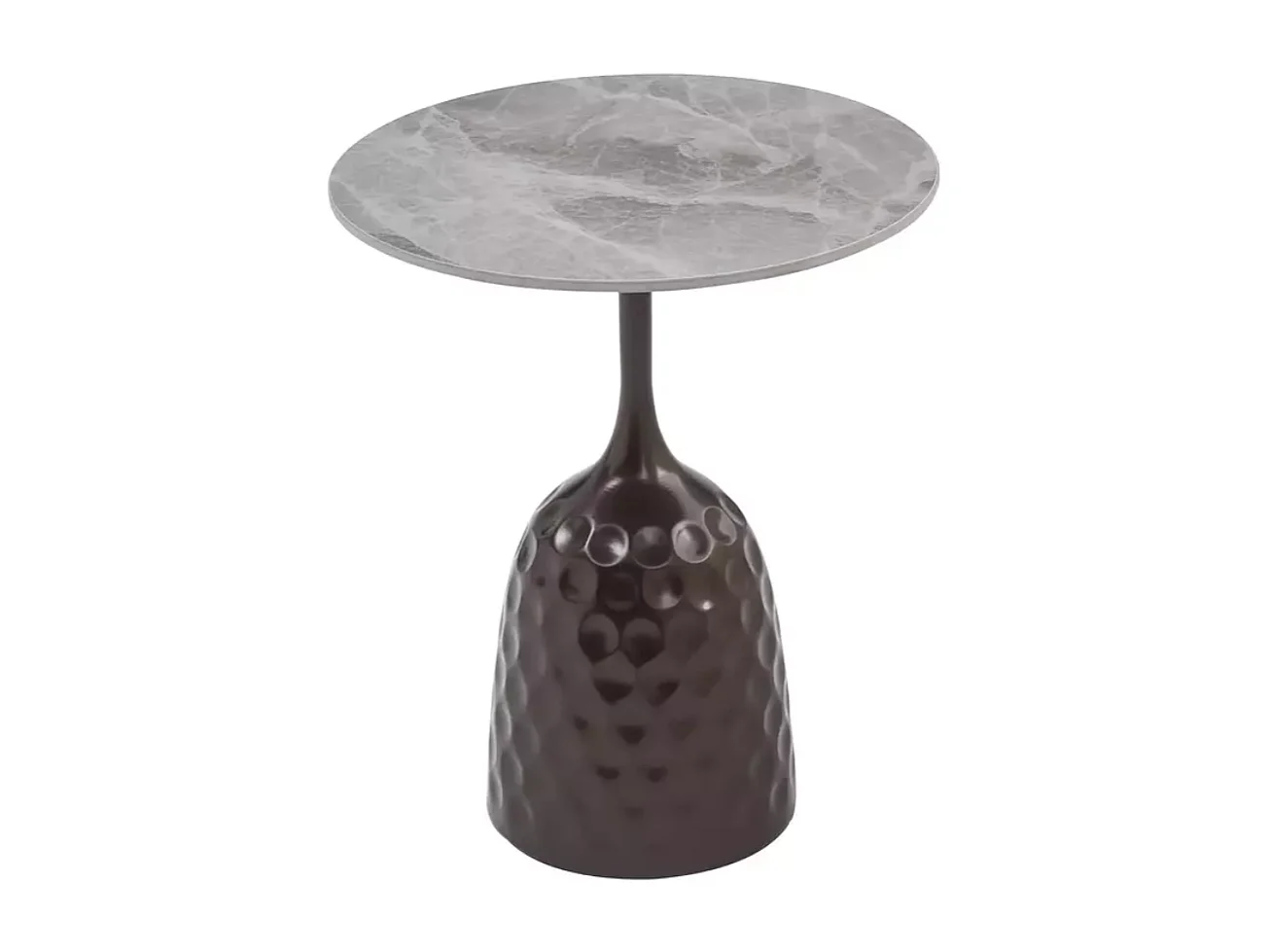 Table basse originale gris effet marbre et bronze antique SLIM