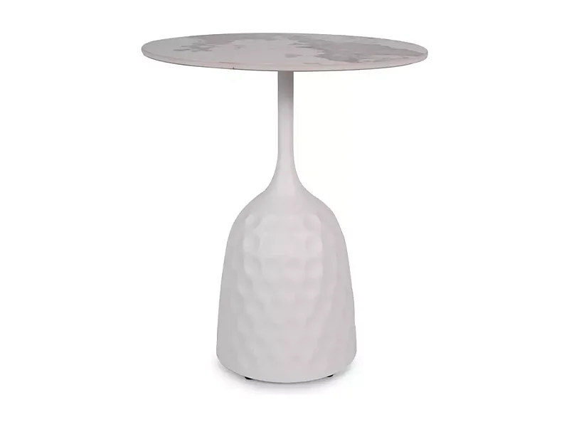 Table basse céramique design effet marbre blanc hauteur 60 cm LOSANE