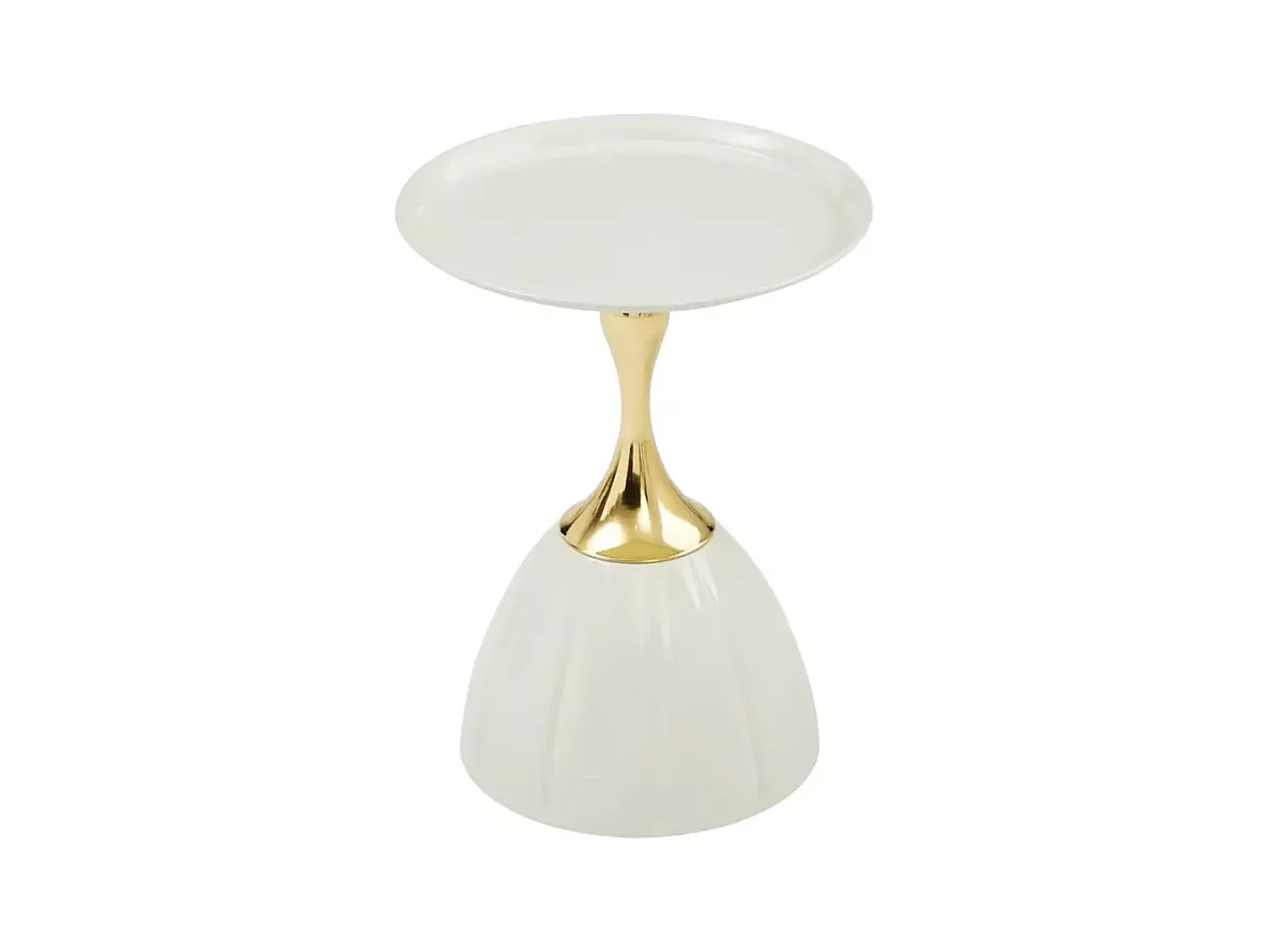 Table basse design moderne en métal blanc et or LUXIA