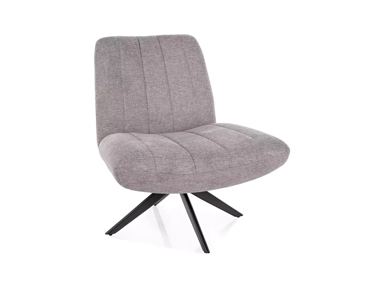 Fauteuil pivotant 360° en tissu gris avec pieds en métal noir LOUNA