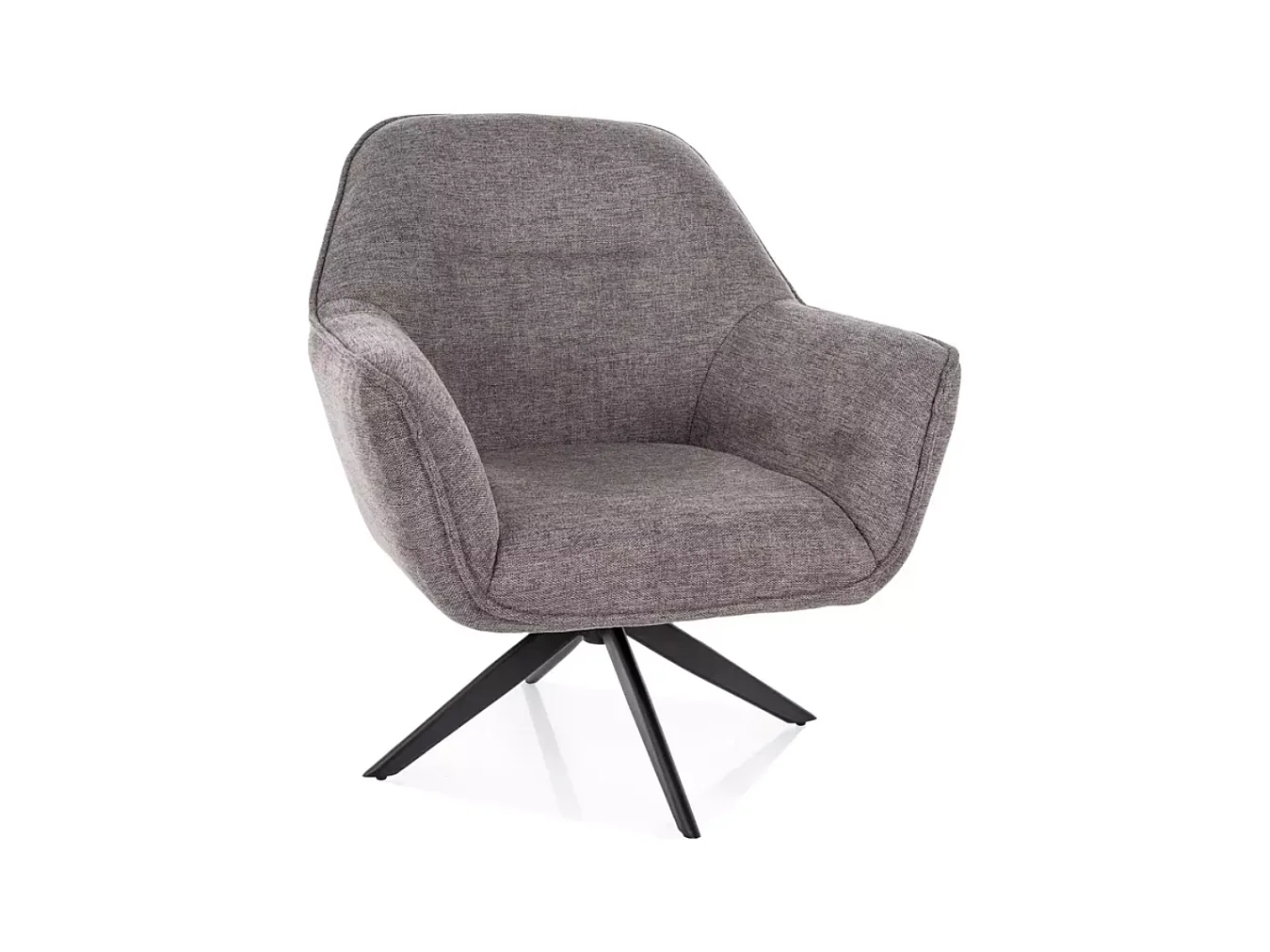 Fauteuil tissu gris pivotant 360° esprit lounge pied étoile métal noir MASA