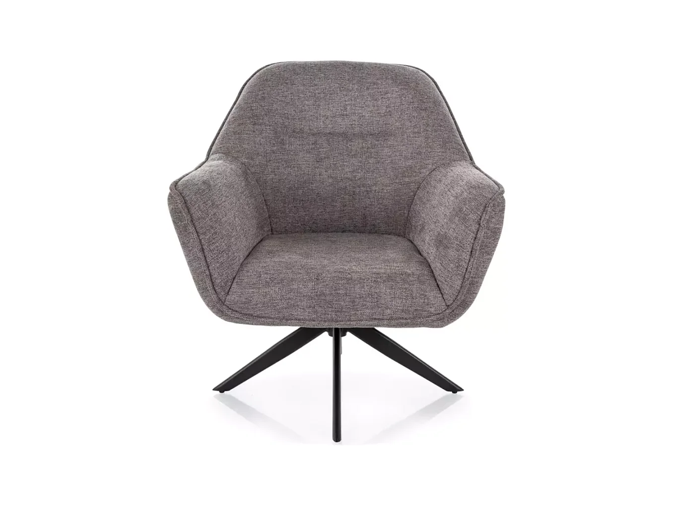 Fauteuil tissu gris pivotant 360° esprit lounge pied étoile métal noir MASA