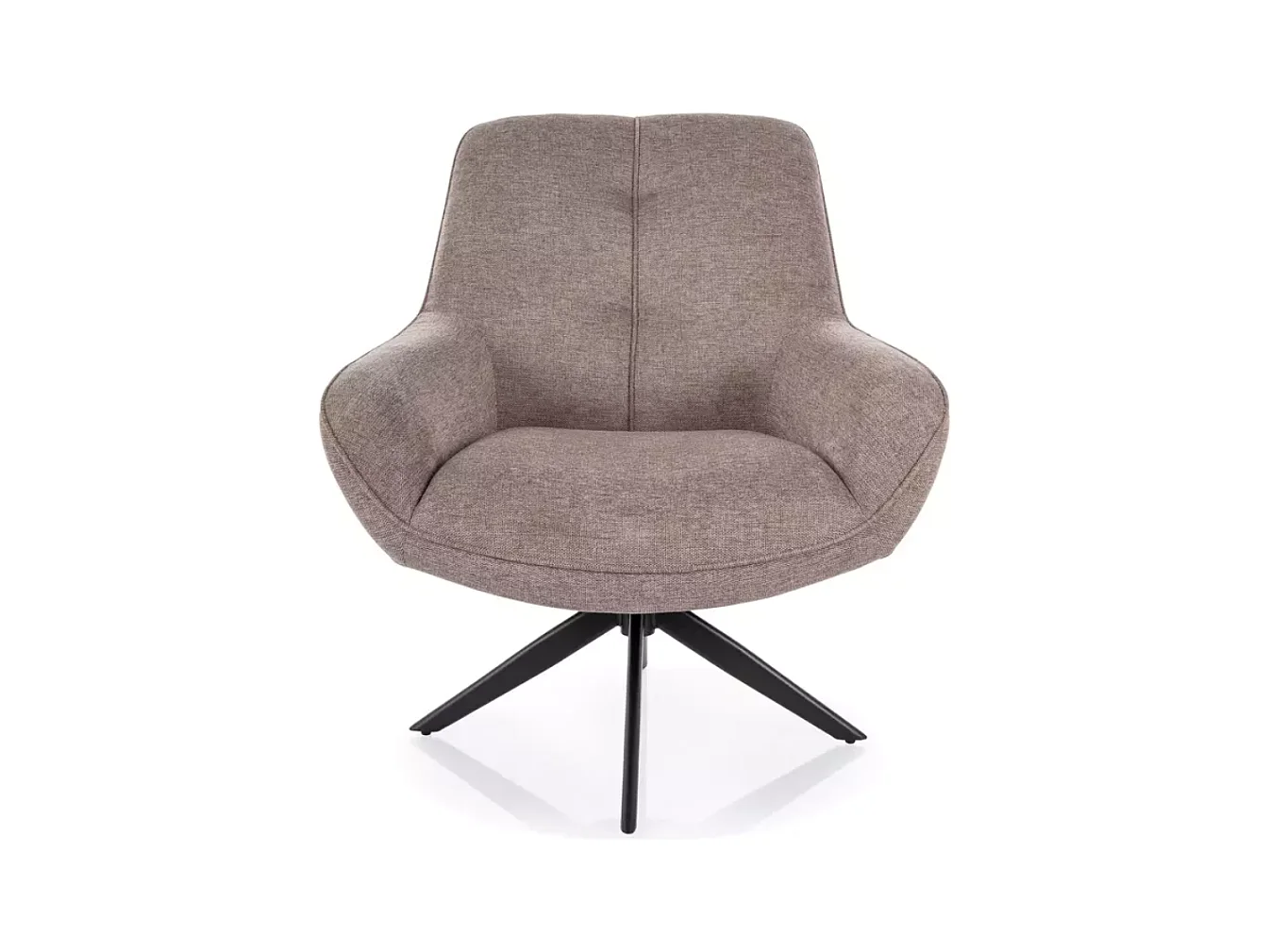 Fauteuil tissu beige pivotant 360° confort enveloppant pied métal noir LAYN