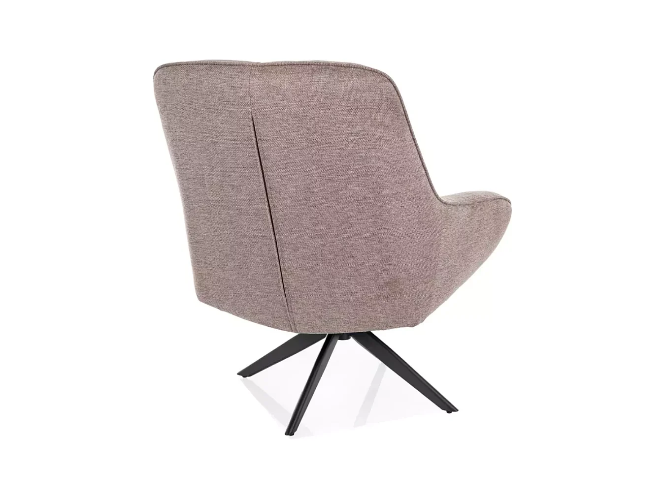 Fauteuil tissu beige pivotant 360° confort enveloppant pied métal noir LAYN