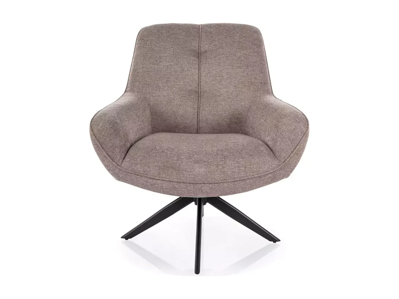 Fauteuil tissu beige pivotant 360° confort enveloppant pied métal noir LAYN