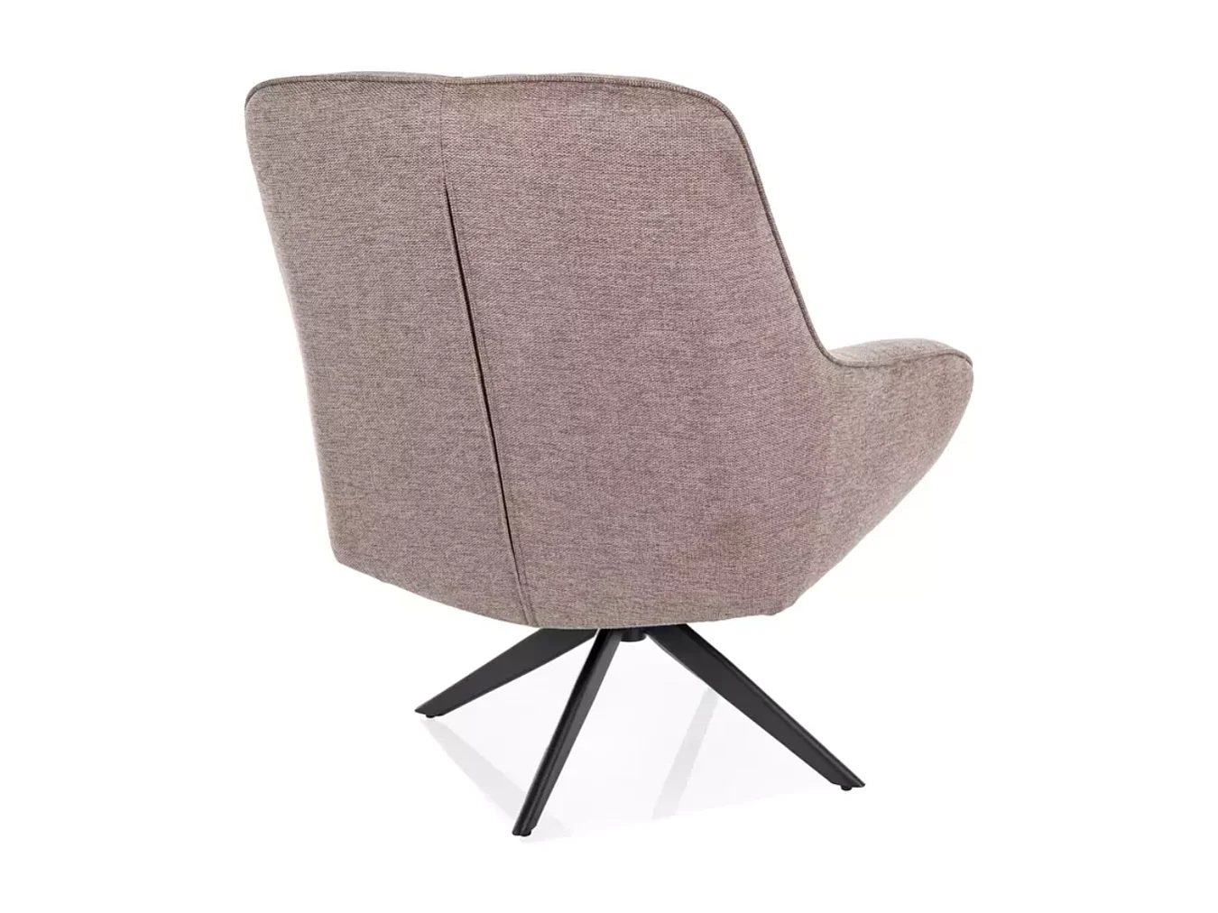 Fauteuil tissu beige pivotant 360° confort enveloppant pied métal noir LAYN