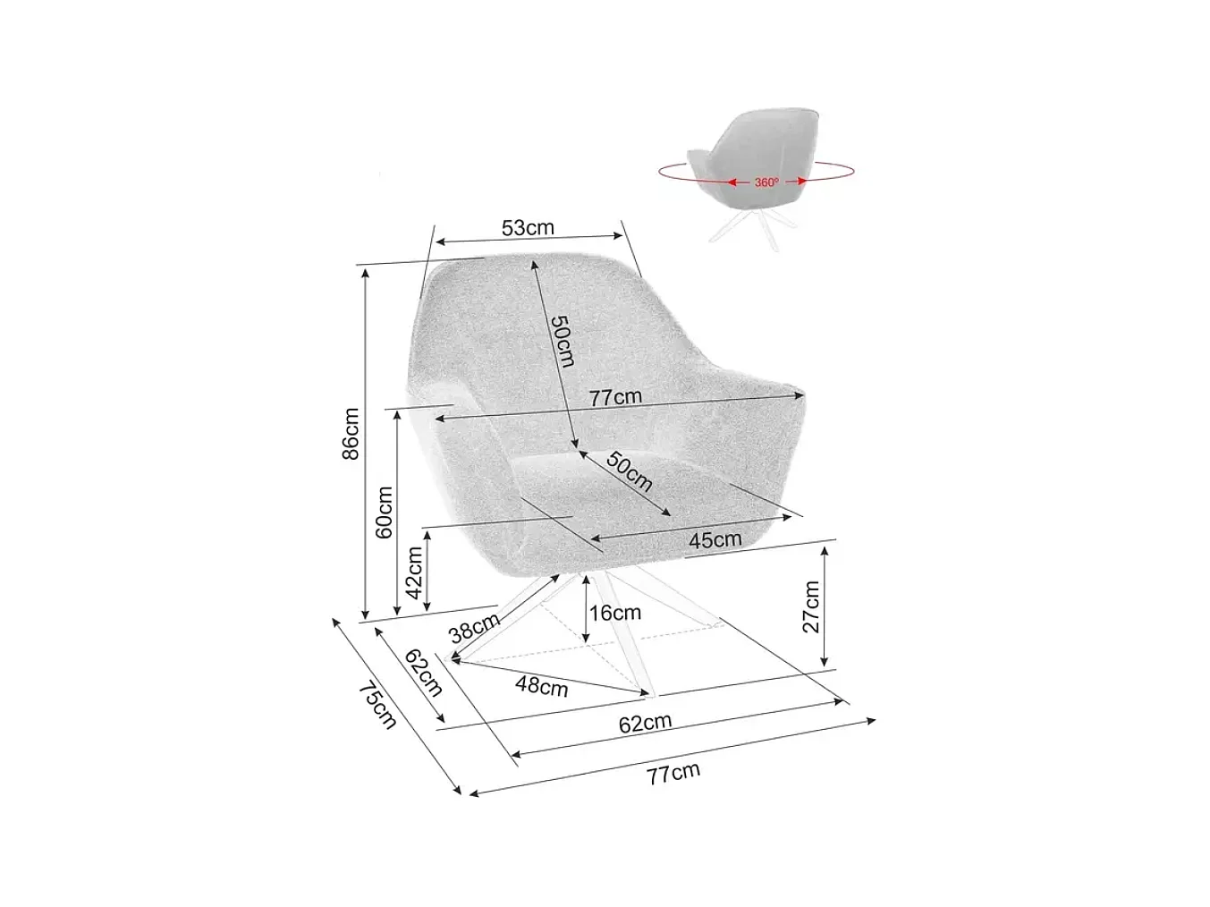 Fauteuil tissu beige pivotant 360° design contemporain pied métal noir MASA