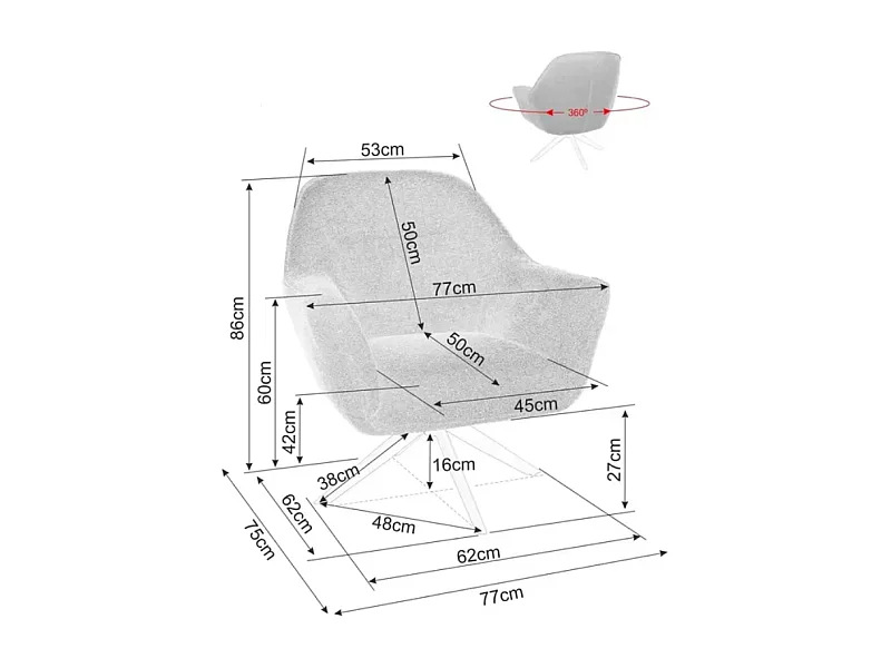 Fauteuil tissu beige pivotant 360° design contemporain pied métal noir MASA
