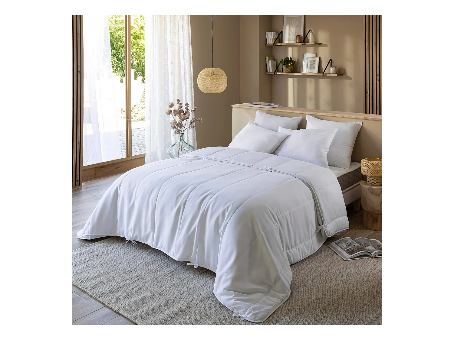 Pack couette 4 saisons et oreiller anti-acariens et anti-bactériens 140x200 cm