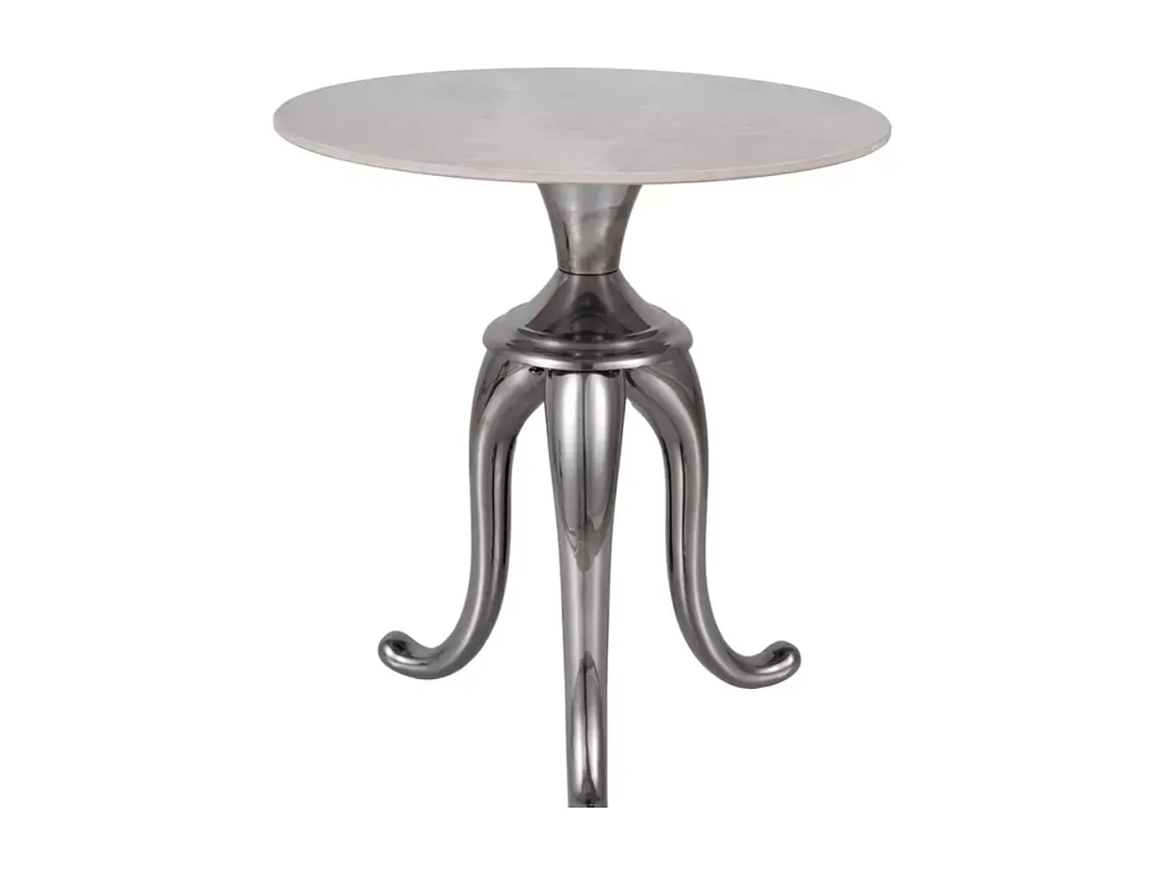 Table d'appoint en acier inoxydable blanc brillant effet marbre avec pieds argent NACRE