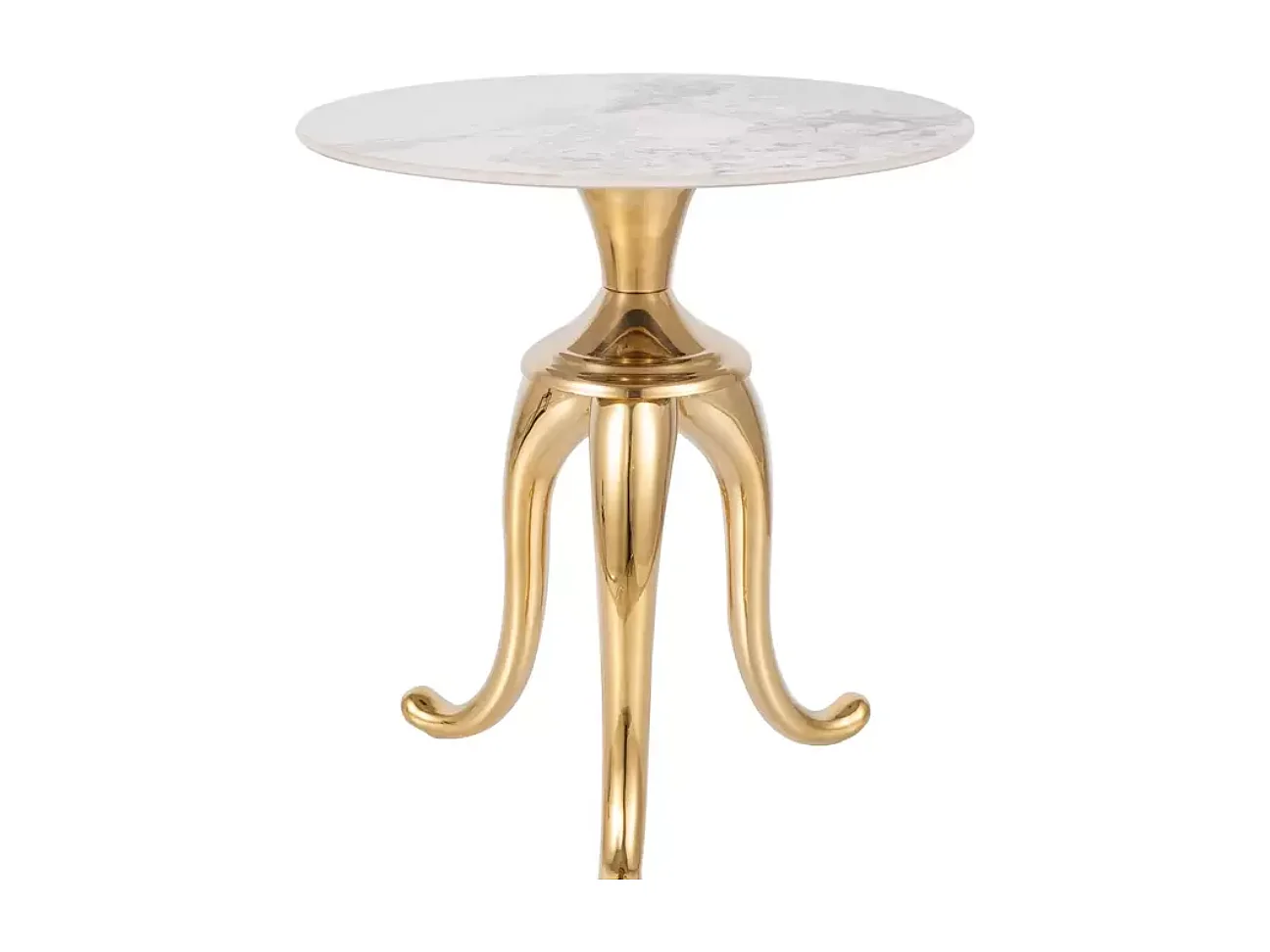 Table d'appoint en acier inoxydable blanc brillant effet marbre avec pieds or NACRE