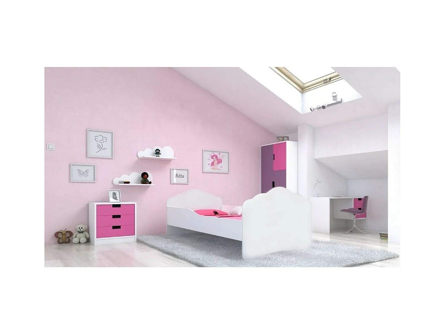 Lit Cosimo Premium (80x160)/matelas inclus/blanche