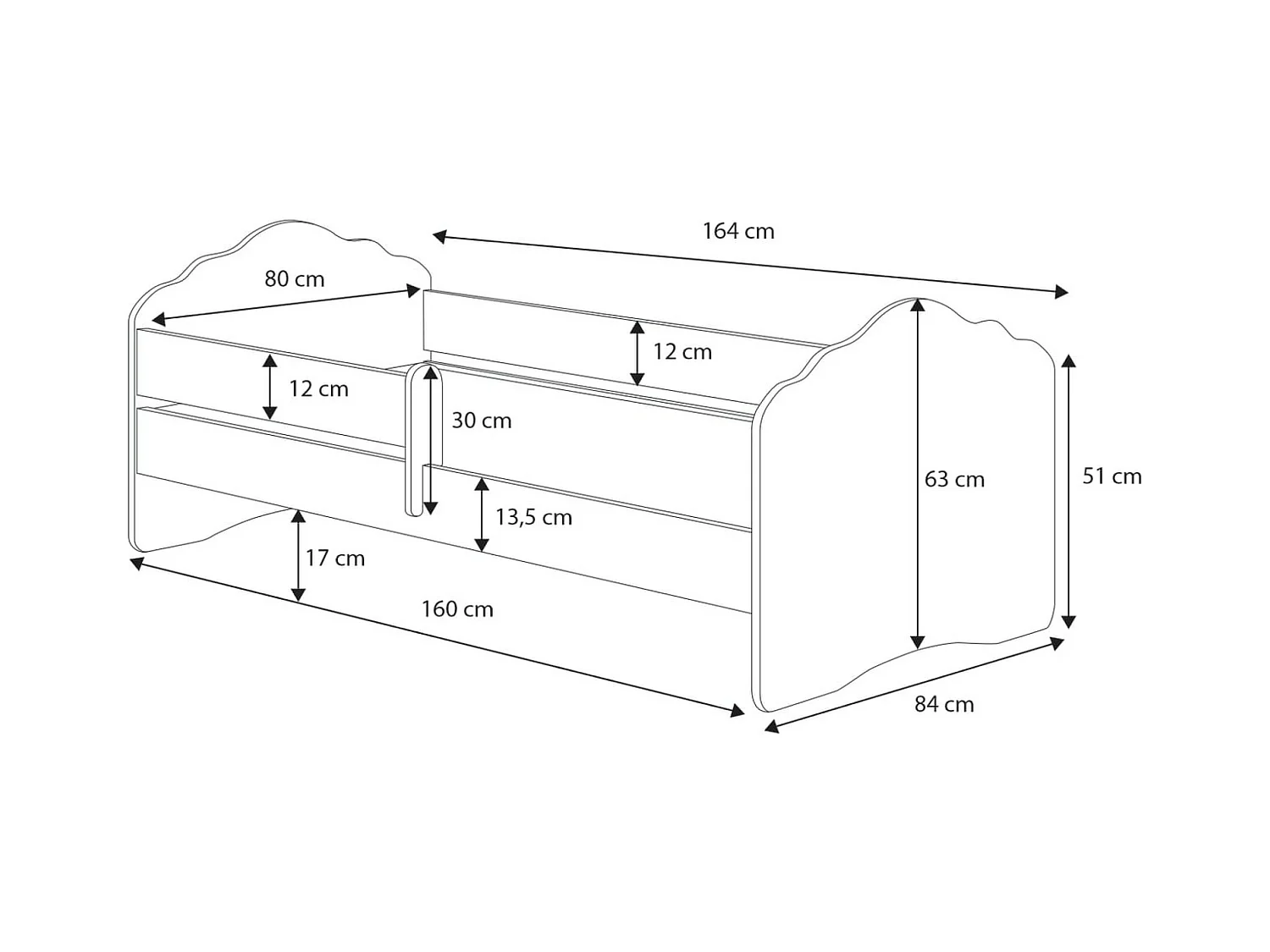 Lit Cosimo Premium (80x160)/matelas inclus/blanche
