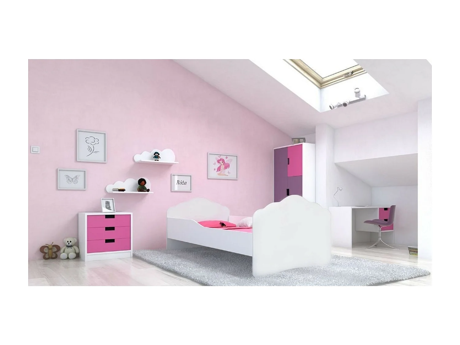 Letto Cosimo Premium (80x160)/materasso incluso/bianca