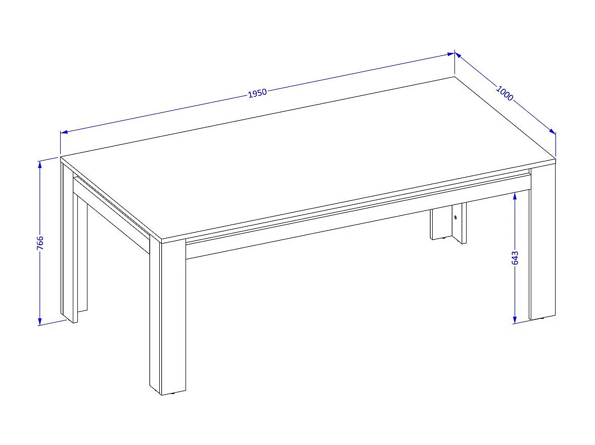 Mesa de comedor para 8 personas MEUNIER – Roble & Negro Mate, 195×77×100 cm