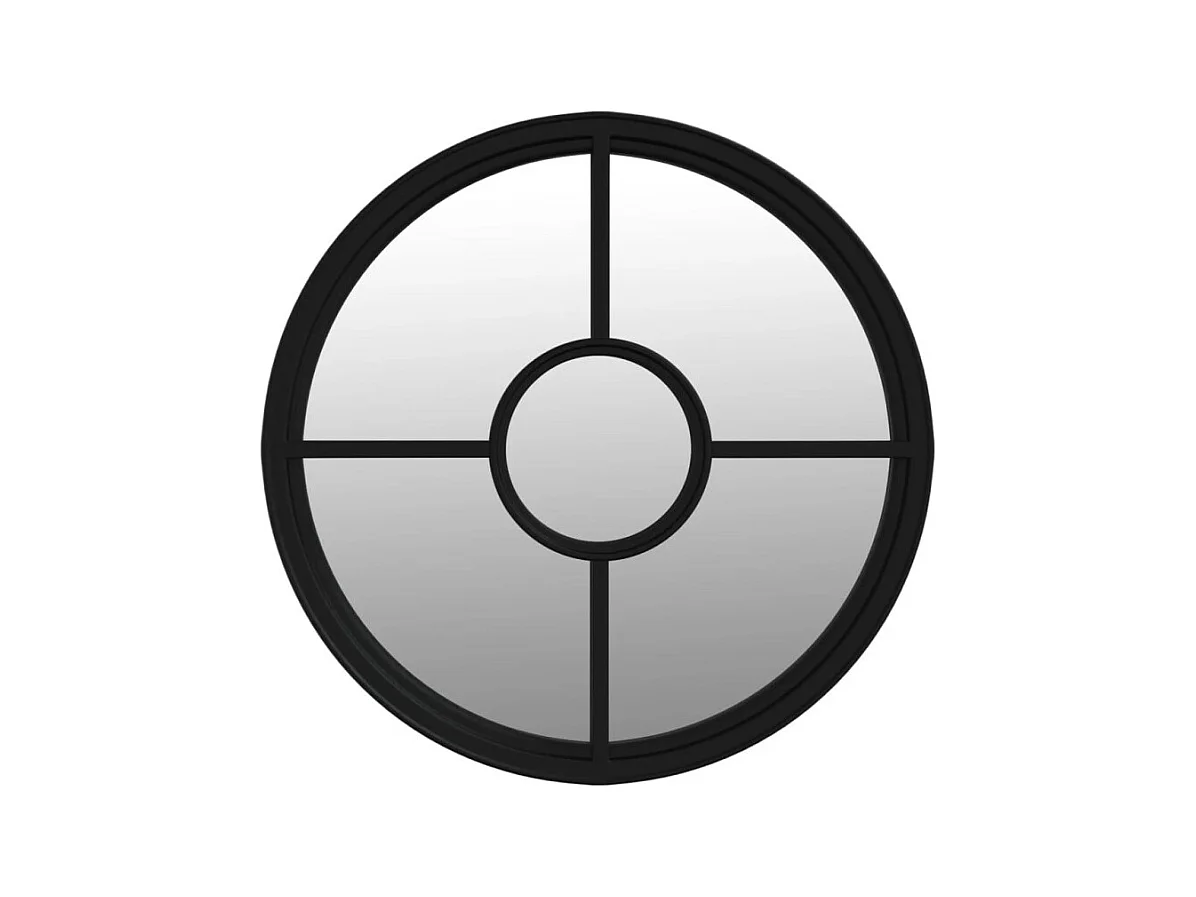 Espelho Redondo de Ferro Preto para Decoração Interna 40x4 cm