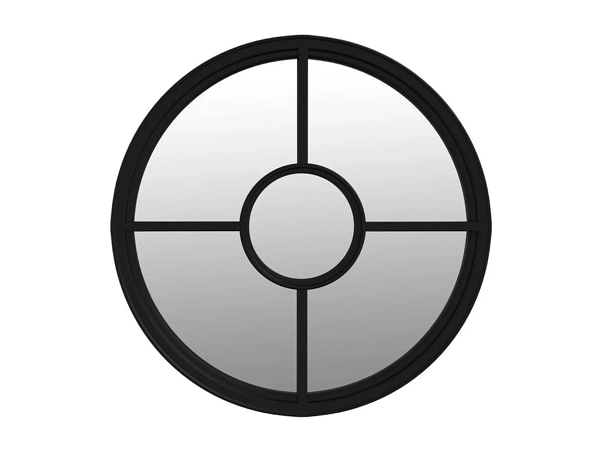 Espelho Redondo de Ferro Preto para Decoração Interna 40x4 cm