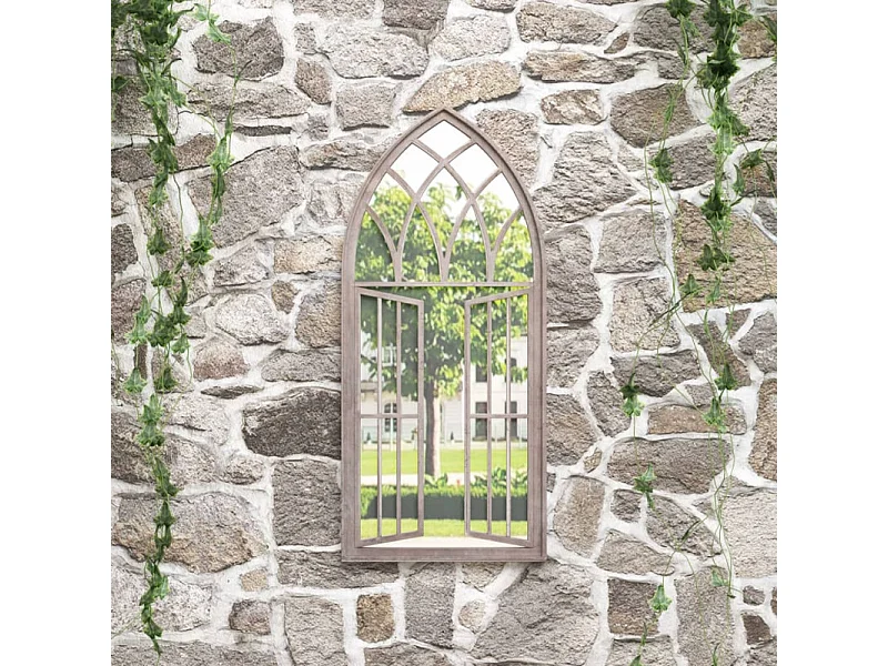 Espelho de Jardim de Ferro para Exterior 100x45 cm na Cor Areia