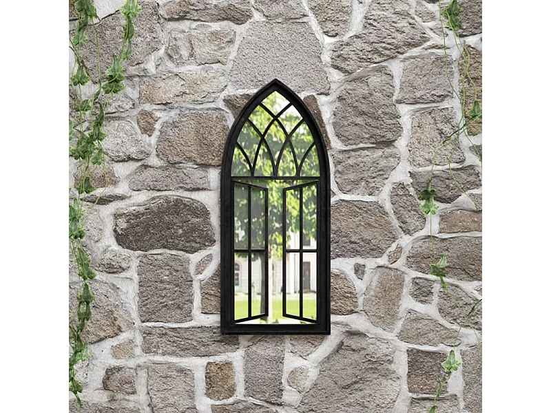 Miroir de jardin Noir 70x30 cm Fer pour utilisation extérieure