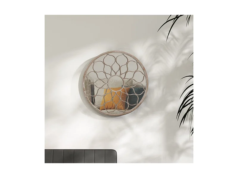 Espelho Redondo de Ferro Areia para Decoração Interior 40x3 cm