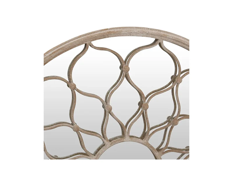 Espelho de Jardim Redondo em Ferro para Exterior - 40 cm de Diâmetro em Cor Areia