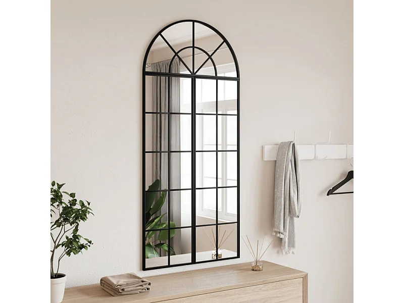 Espelho de Parede Arqueado em Ferro Preto 60x130 cm - Estilo Minimalista