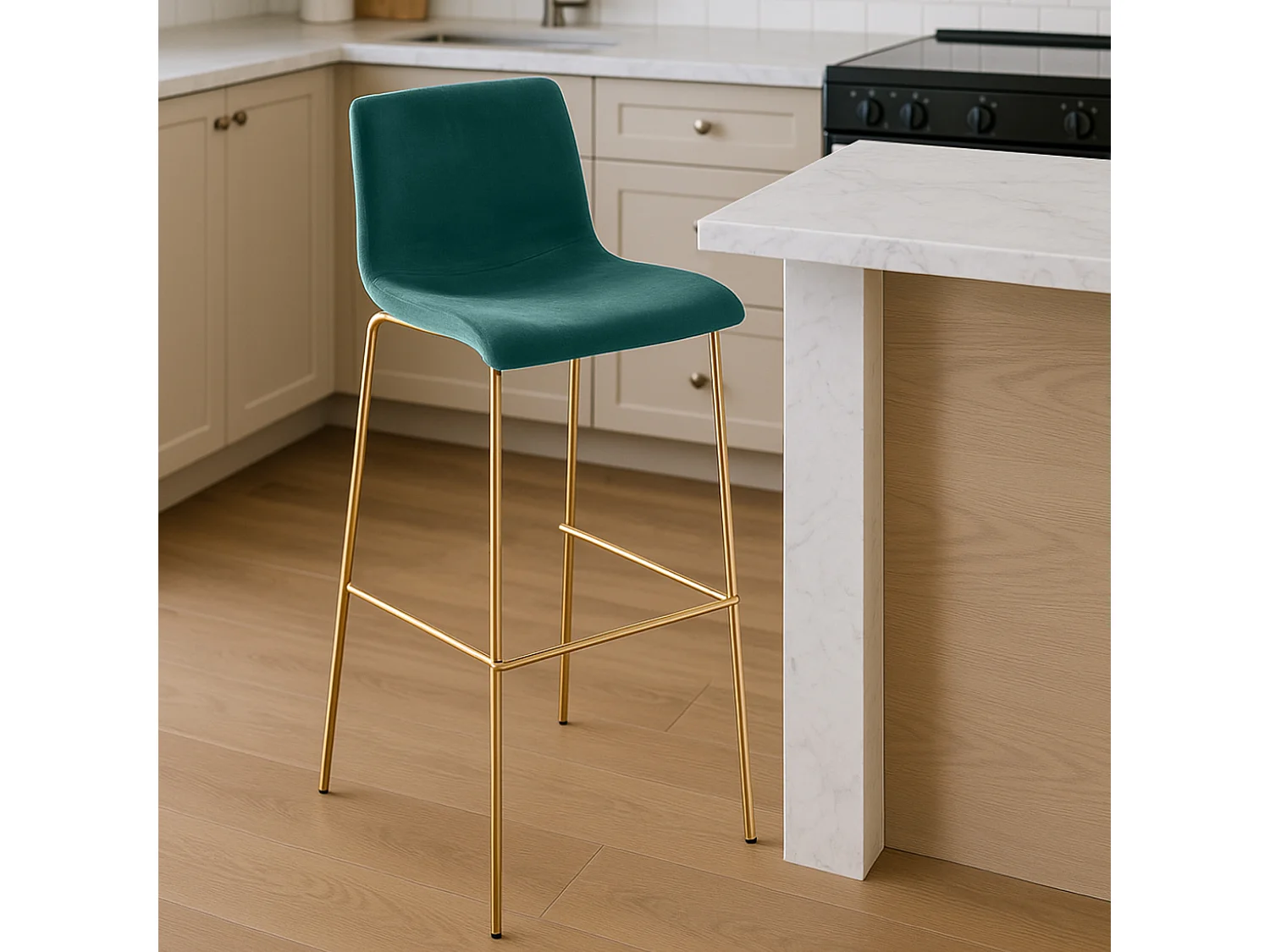 Tabouret de bar - Velours - Vert - Hoover