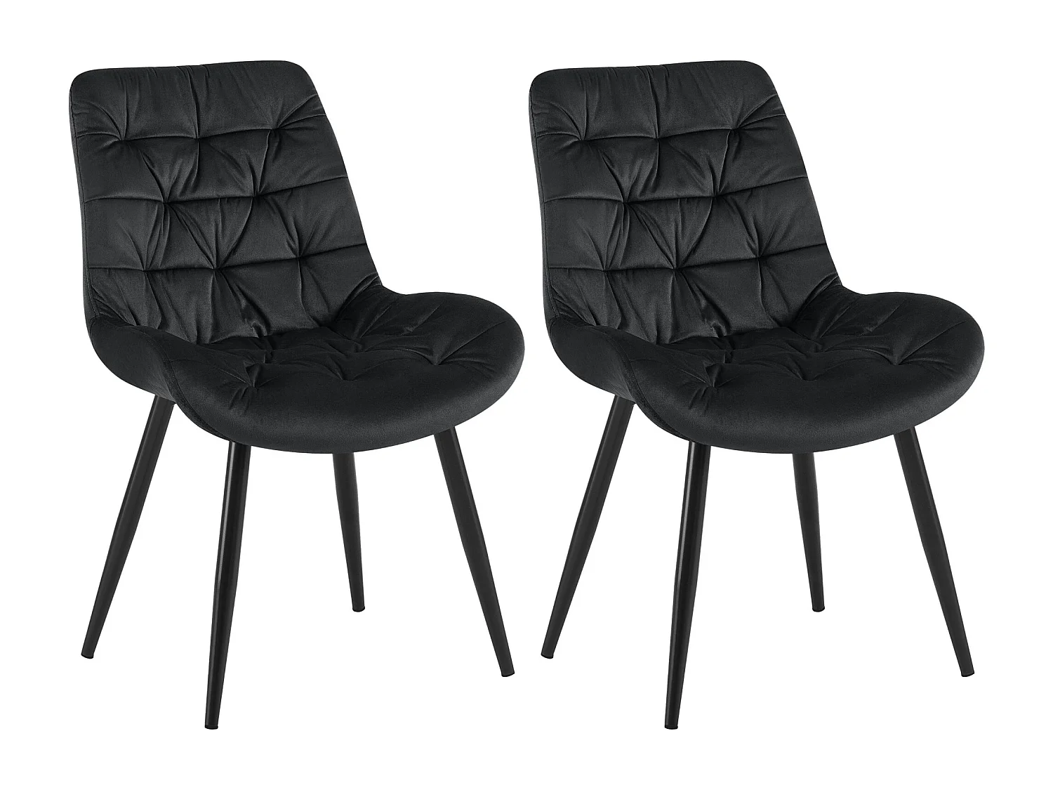 Lot de 2  chaise salle à manger - Velours - Noir - Rossford