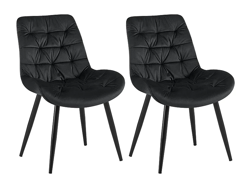 Lot de 2  chaise salle à manger - Velours - Noir - Rossford