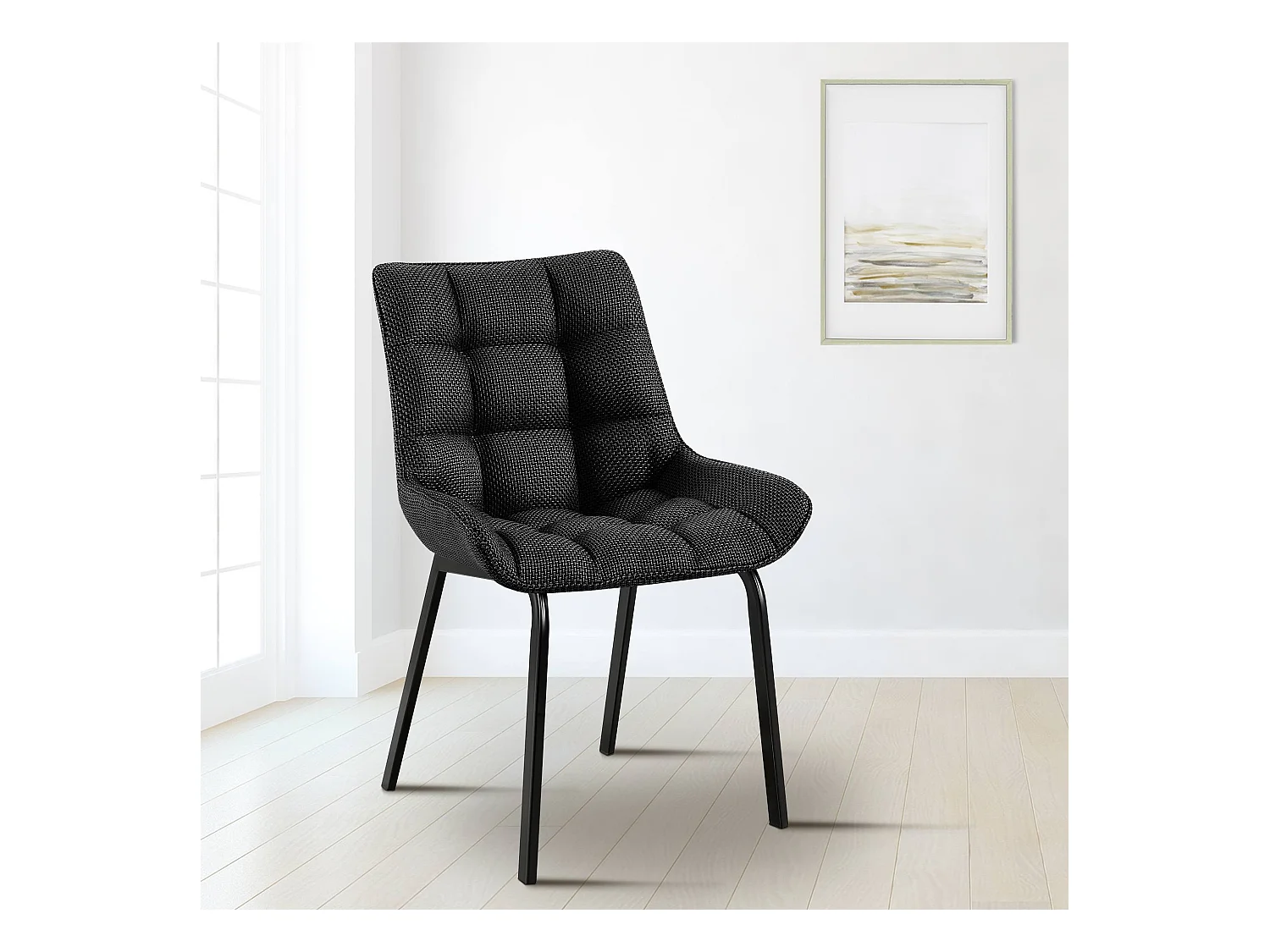 Lot de 2  chaise salle à manger - Tissu - Gris titane - Saranda