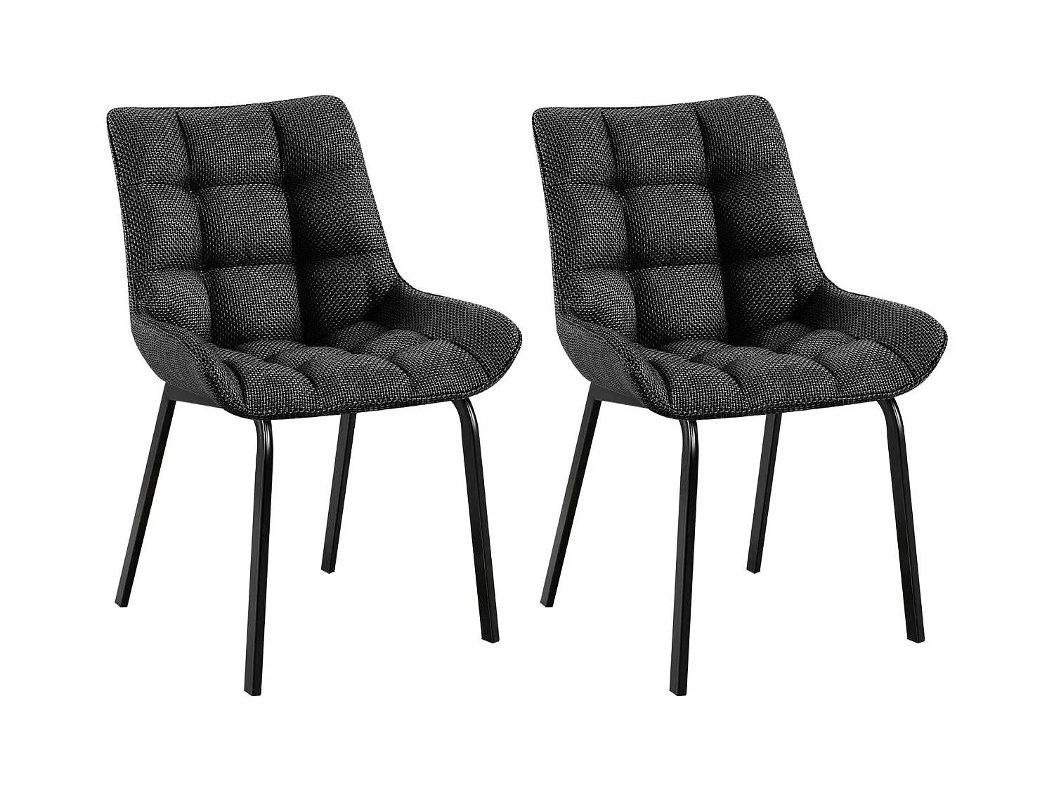 Lot de 2  chaise salle à manger - Tissu - Gris titane - Saranda