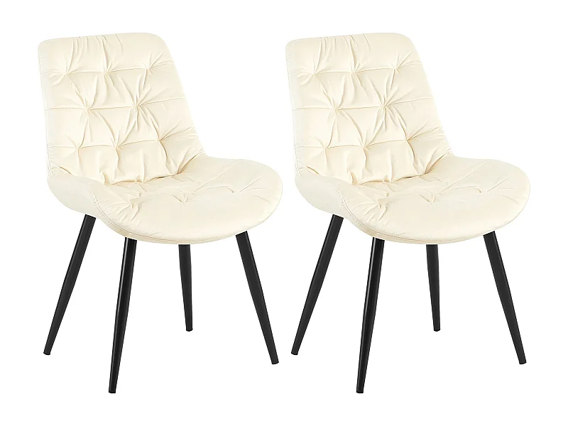 Lot de 2  chaise salle à manger - Velours - Crème - Rossford