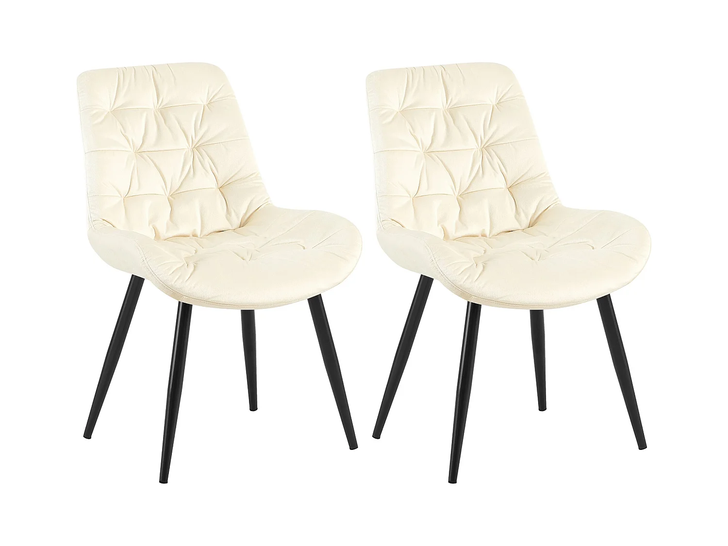 Lot de 2  chaise salle à manger - Velours - Crème - Rossford