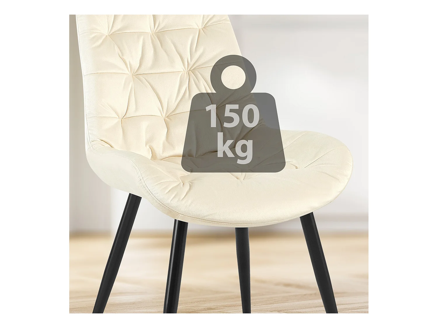 Lot de 2  chaise salle à manger - Velours - Crème - Rossford