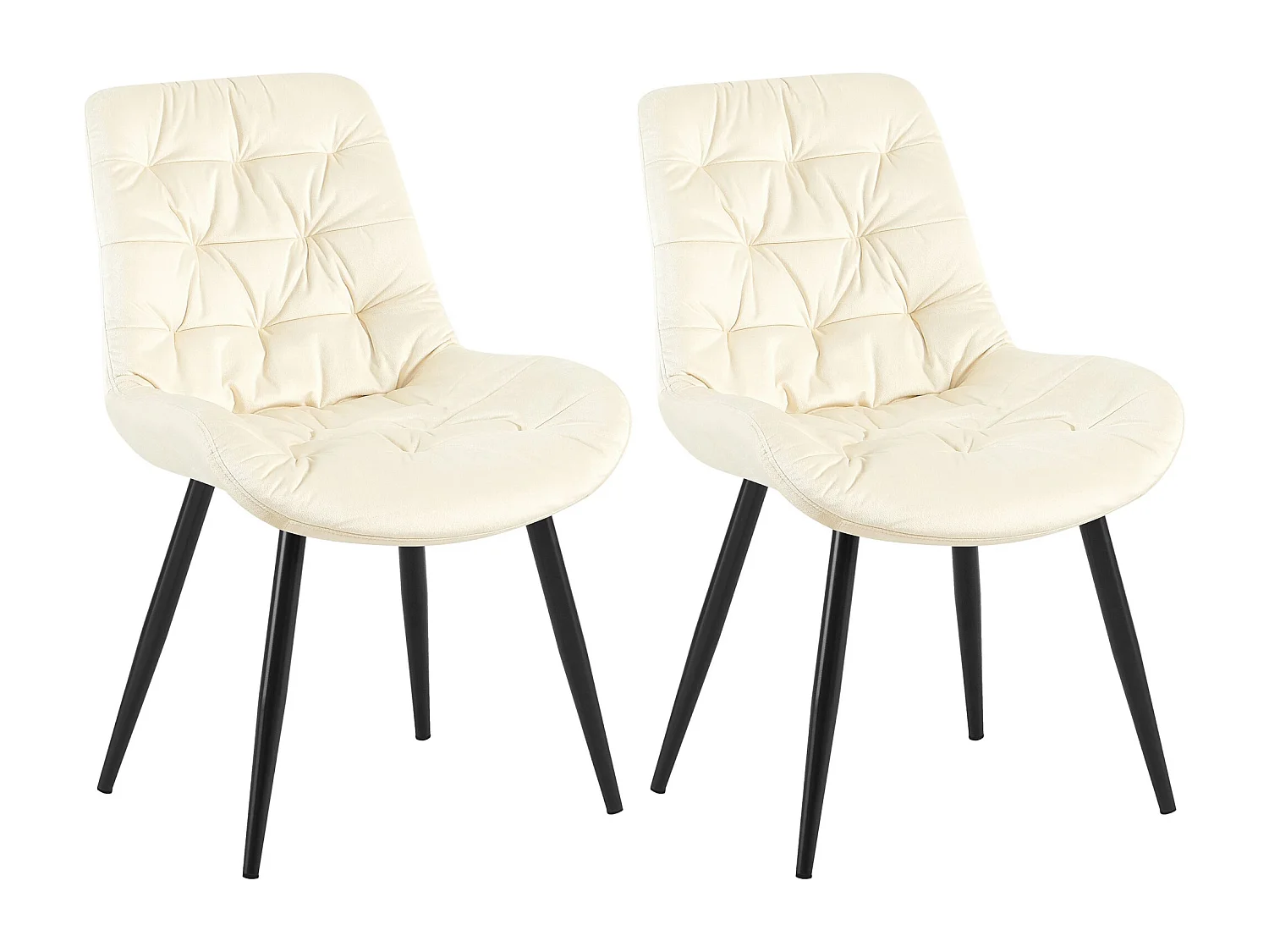 Lot de 2  chaise salle à manger - Velours - Crème - Rossford