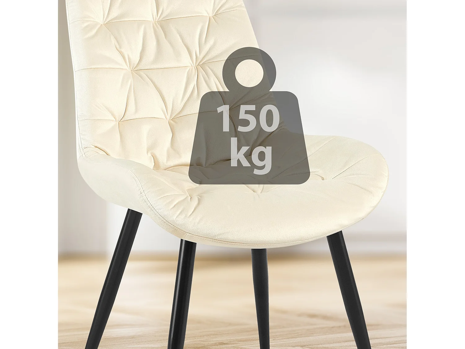 Lot de 2  chaise salle à manger - Velours - Crème - Rossford