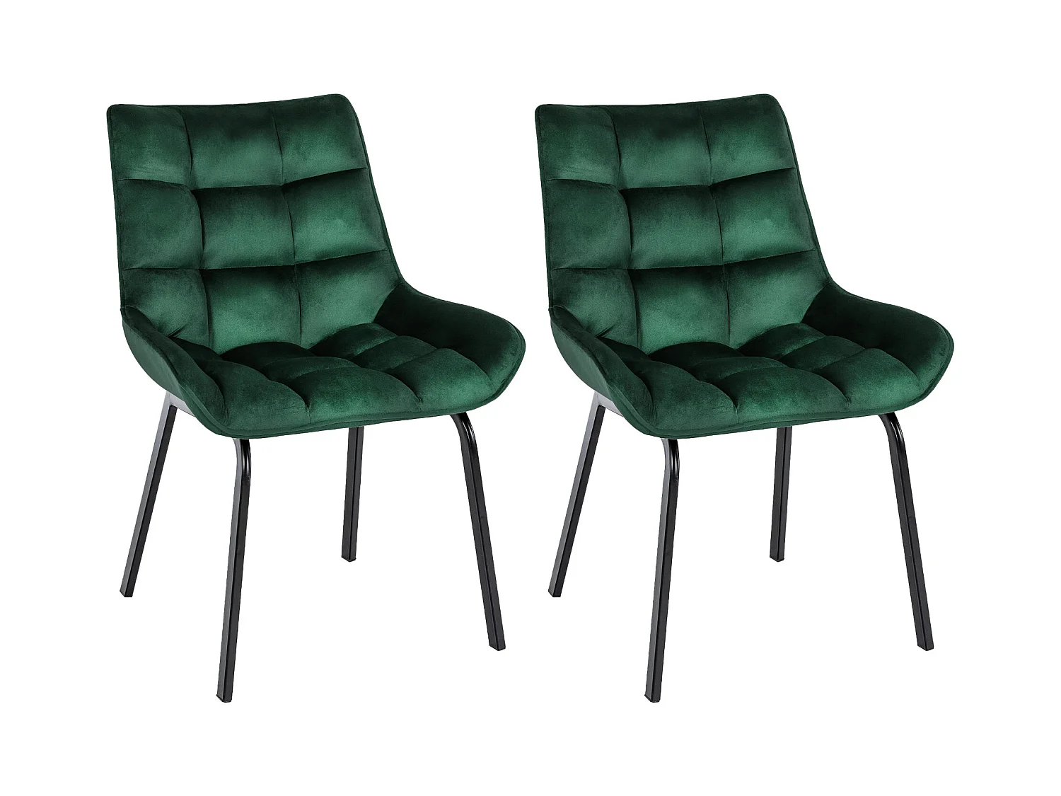 Lot de 2  chaise salle à manger - Velours - Vert - Saranda