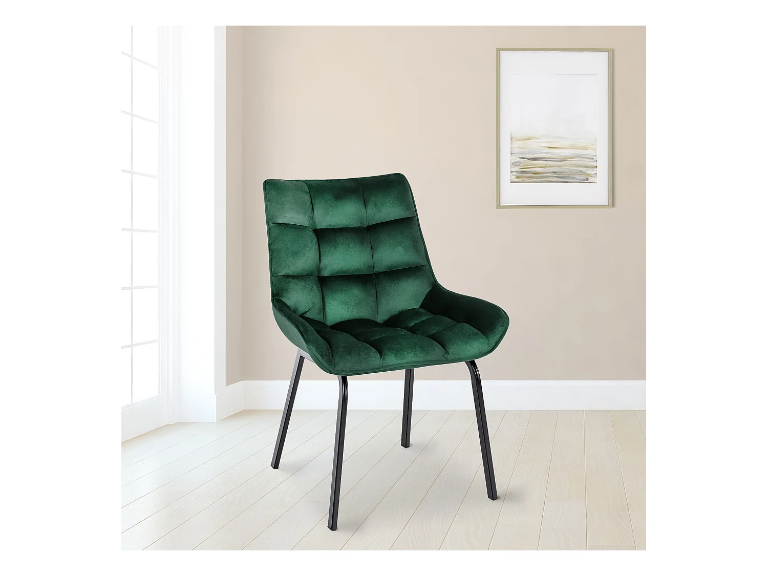 Lot de 2  chaise salle à manger - Velours - Vert - Saranda