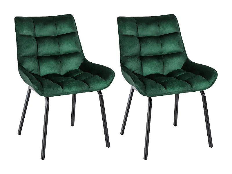 Lot de 2  chaise salle à manger - Velours - Vert - Saranda