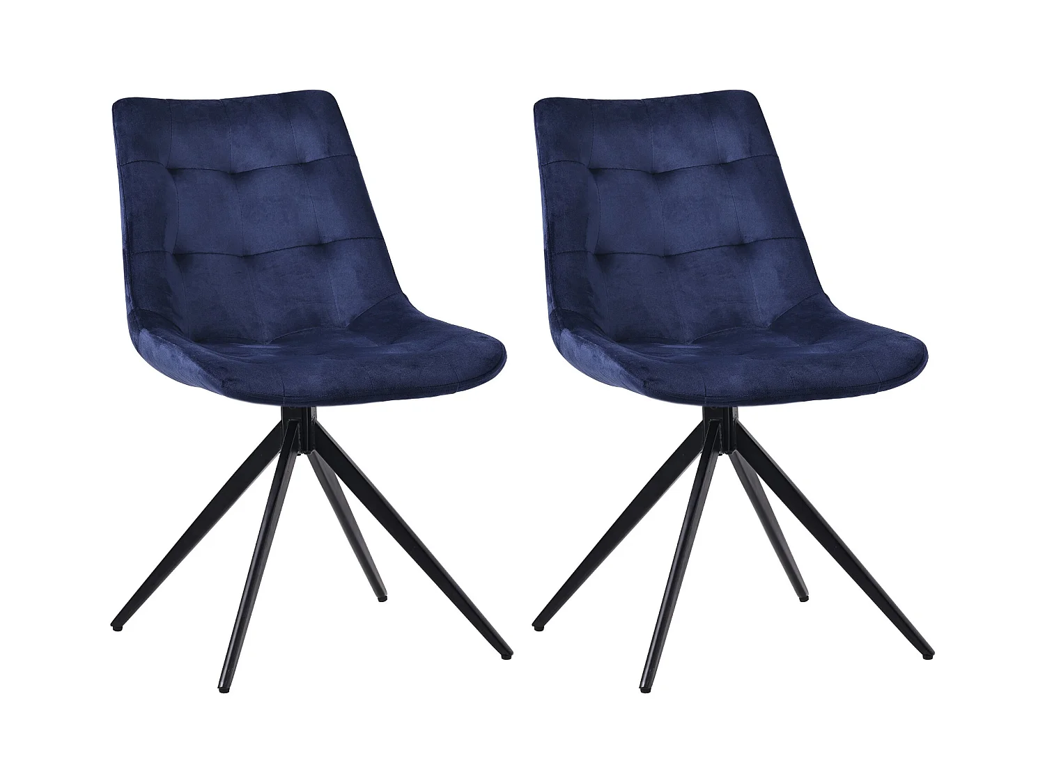 Lot de 2  chaise salle à manger - Velours - Bleu foncé - Merna