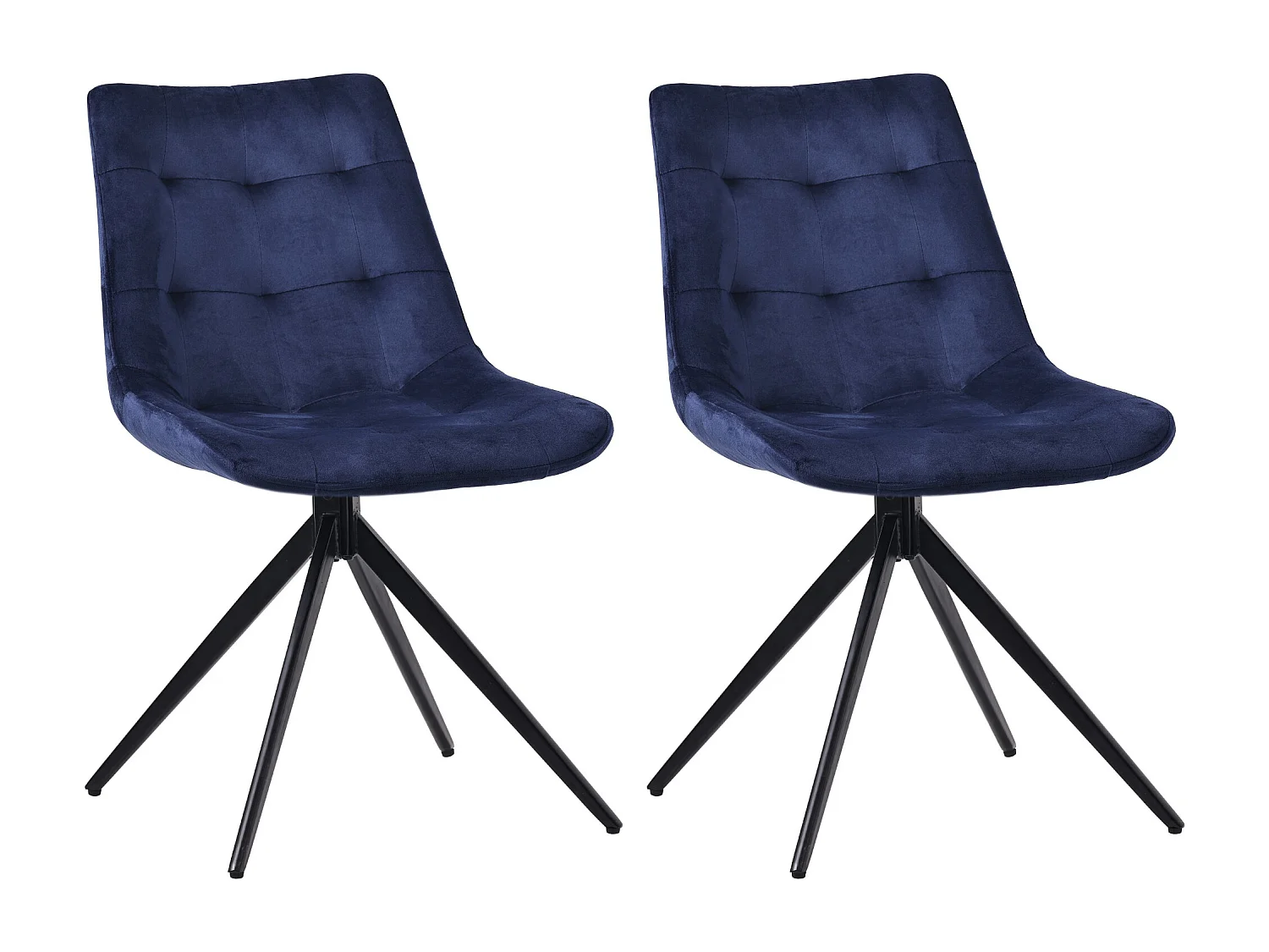 Lot de 2  chaise salle à manger - Velours - Bleu foncé - Merna