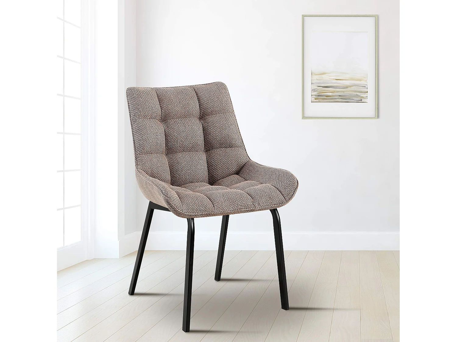 Lot de 2  chaise salle à manger - Tissu - Marron terre - Saranda