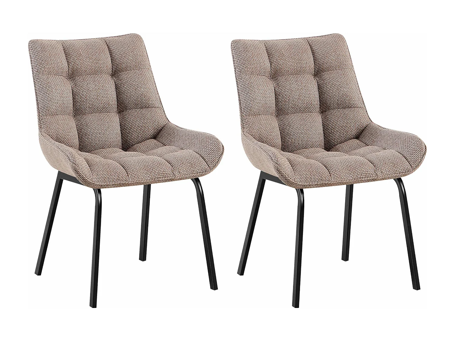 Lot de 2  chaise salle à manger - Tissu - Marron terre - Saranda