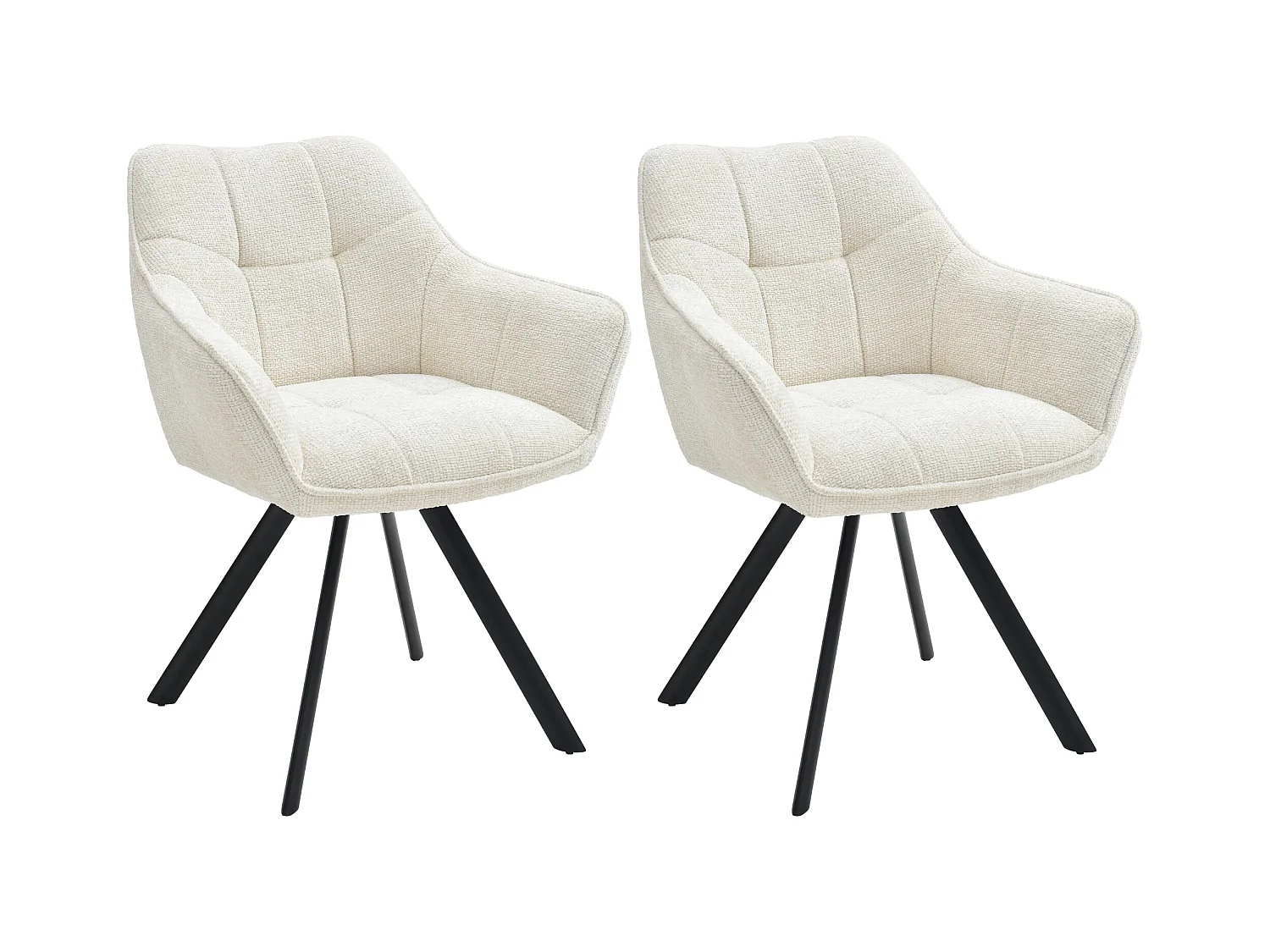 Lot de 2  chaises avec accoudoirs - Tissu - Crème - Scott